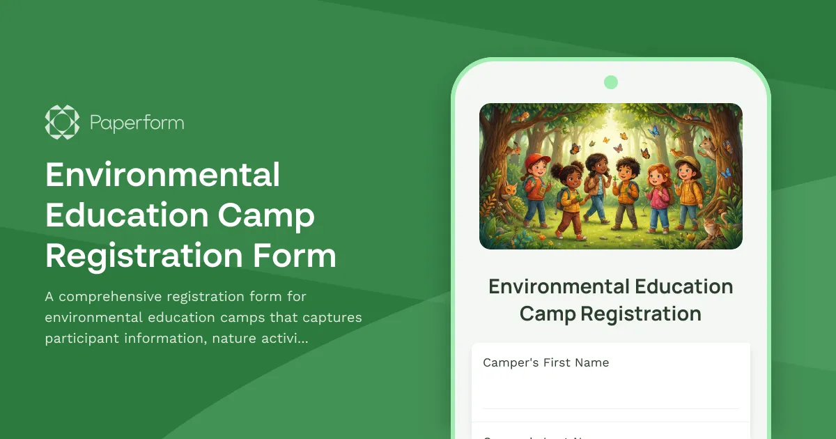 Environmental Education Camp Registration Form