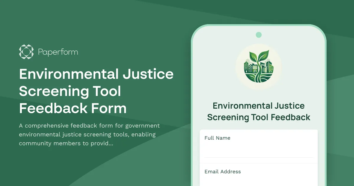 Environmental Justice Screening Tool Feedback Form