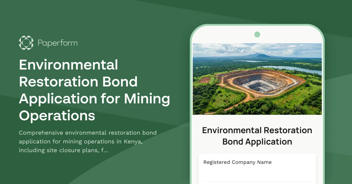 Environmental Restoration Bond Application for Mining Operations