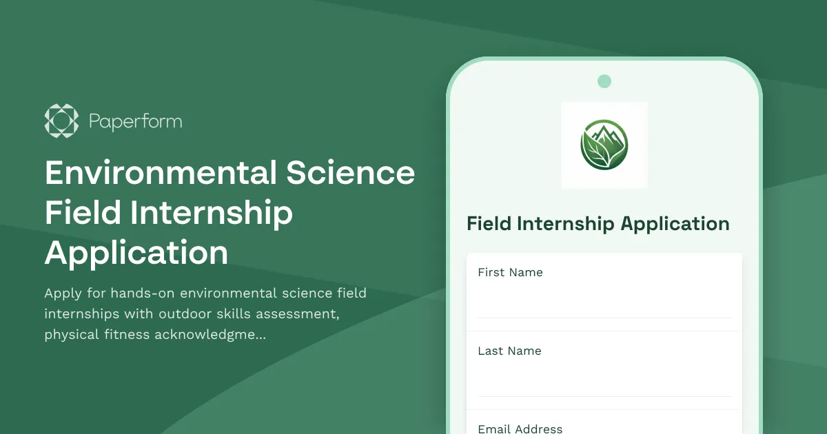 Environmental Science Field Internship Application
