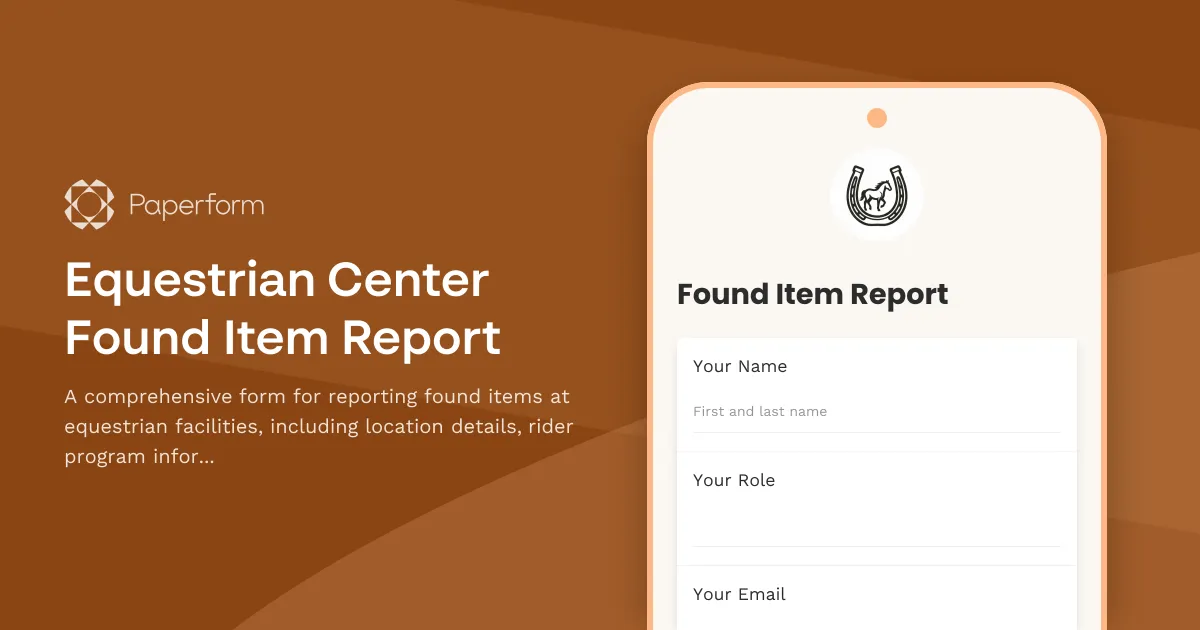 Equestrian Center Found Item Report