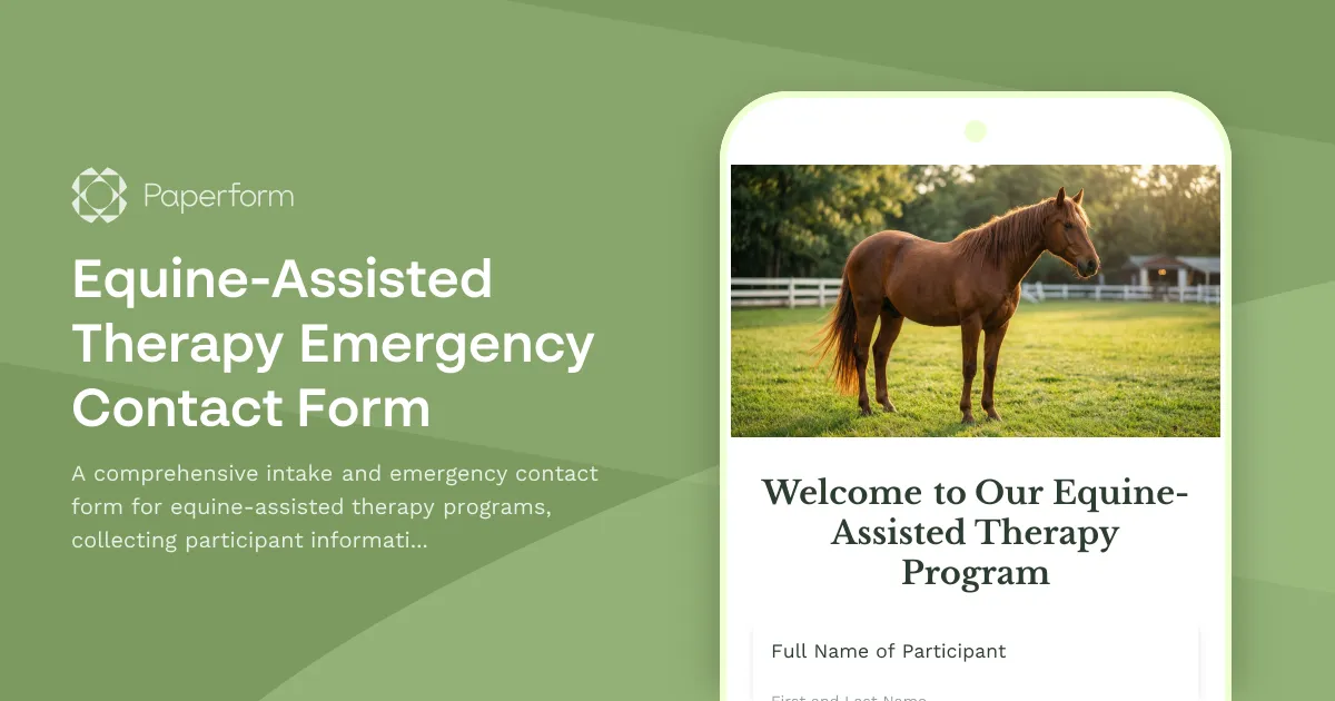 Equine-Assisted Therapy Emergency Contact Form