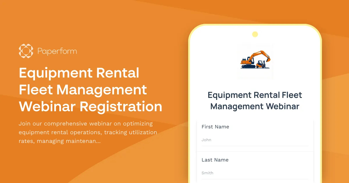 Equipment Rental Fleet Management Webinar Registration