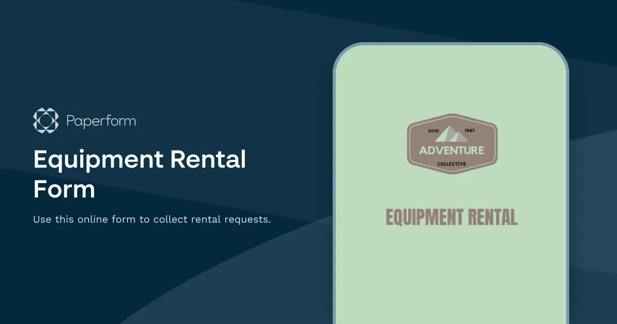 Equipment Rental Form