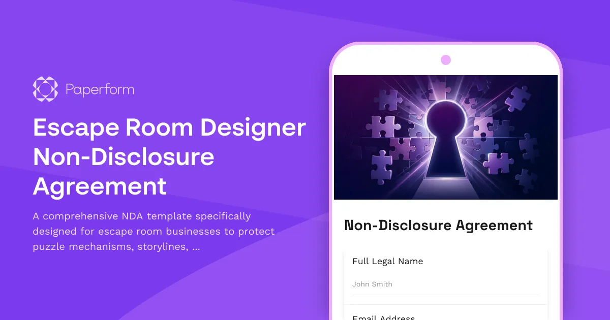 Escape Room Designer Non-Disclosure Agreement