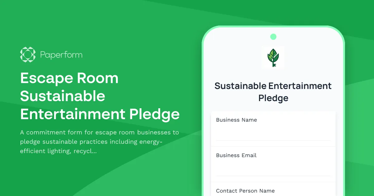 Escape Room Sustainable Entertainment Pledge