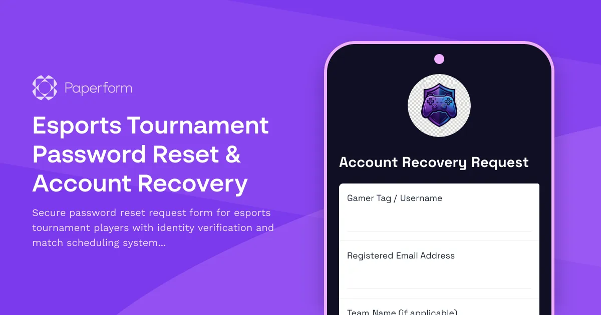 Esports Tournament Password Reset & Account Recovery