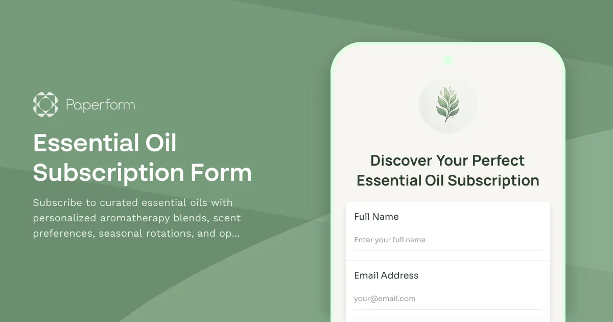 Essential Oil Subscription Form