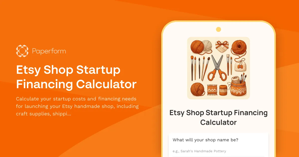 Etsy Shop Startup Financing Calculator