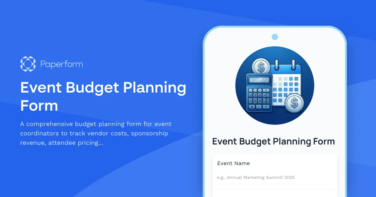 Event Budget Planning Form