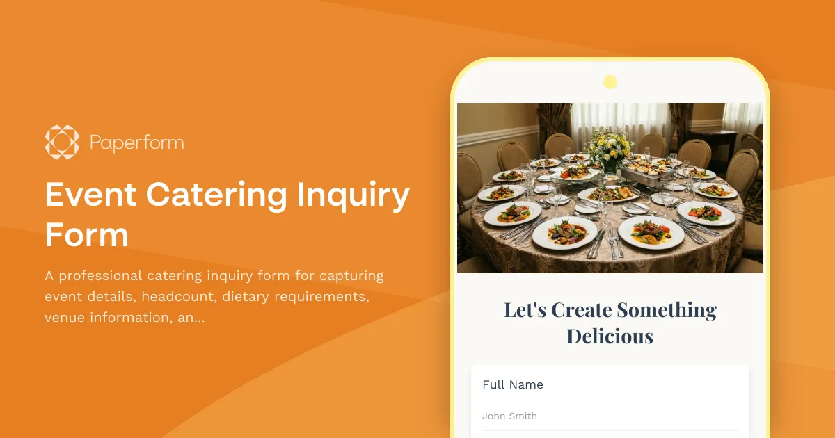 Event Catering Inquiry Form