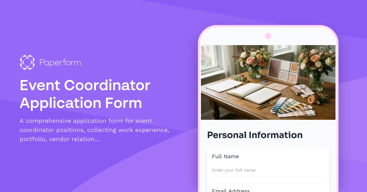 Event Coordinator Application Form