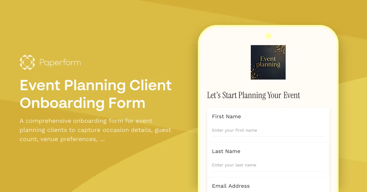 Event Planning Client Onboarding Form