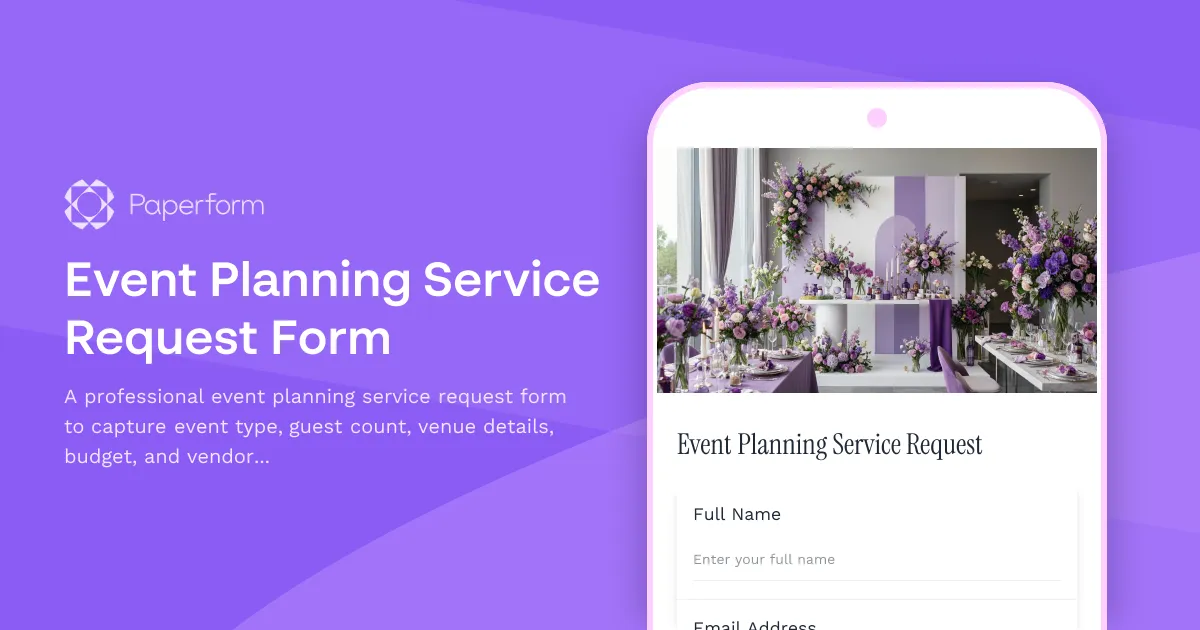 Event Planning Service Request Form