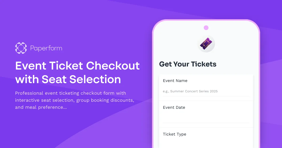 Event Ticket Checkout with Seat Selection