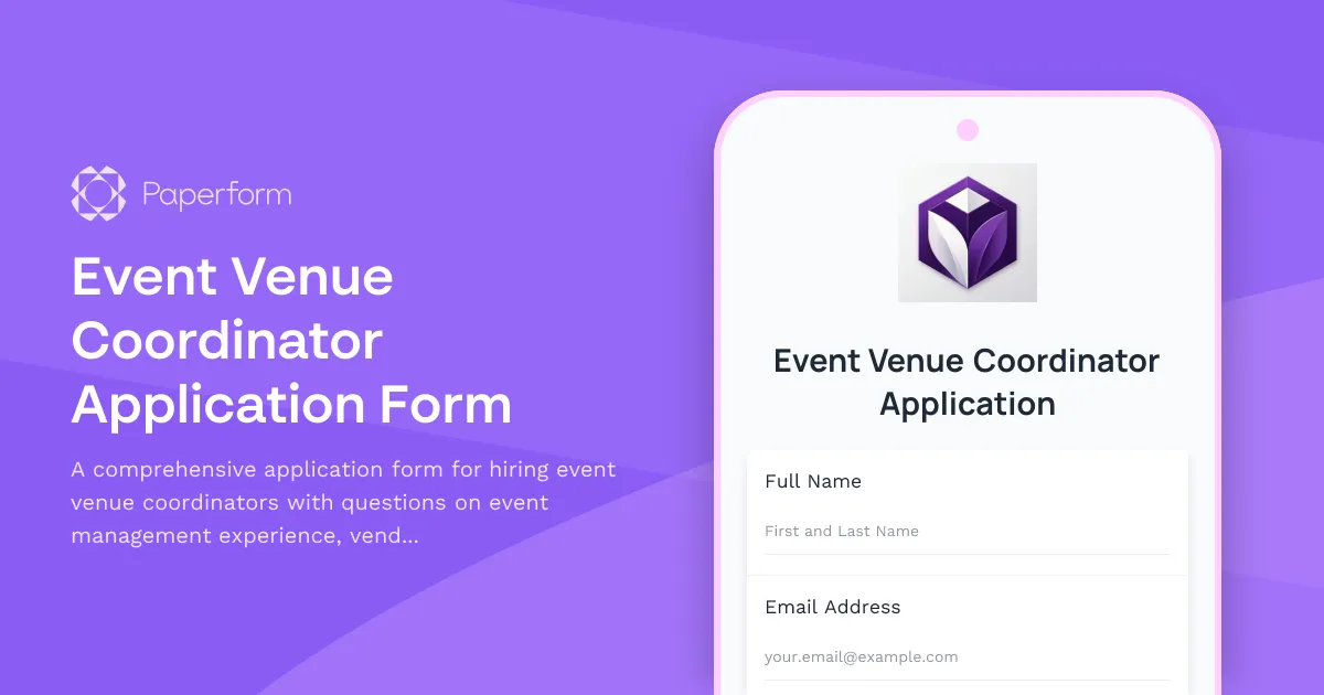 Event Venue Coordinator Application Form