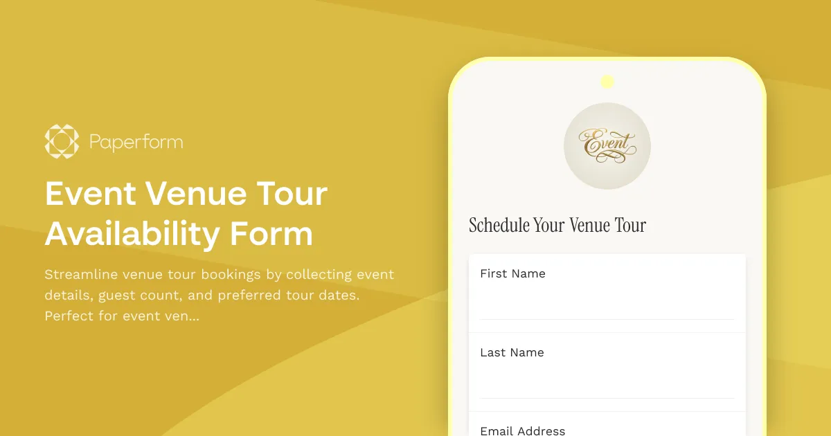 Event Venue Tour Availability Form