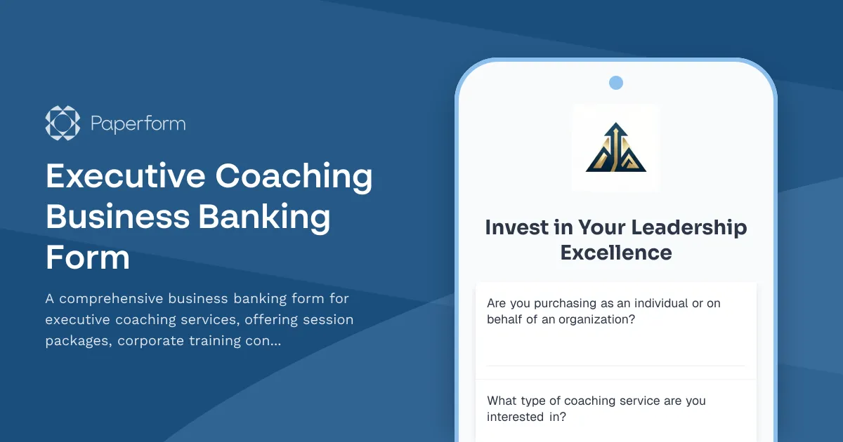 Executive Coaching Business Banking Form