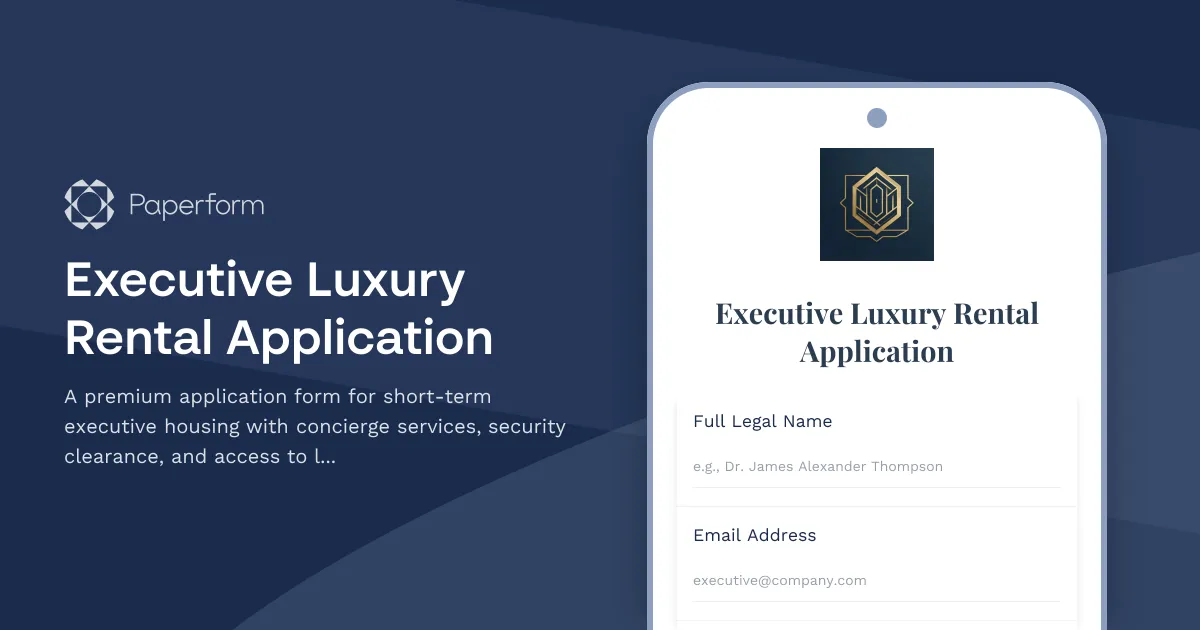Executive Luxury Rental Application