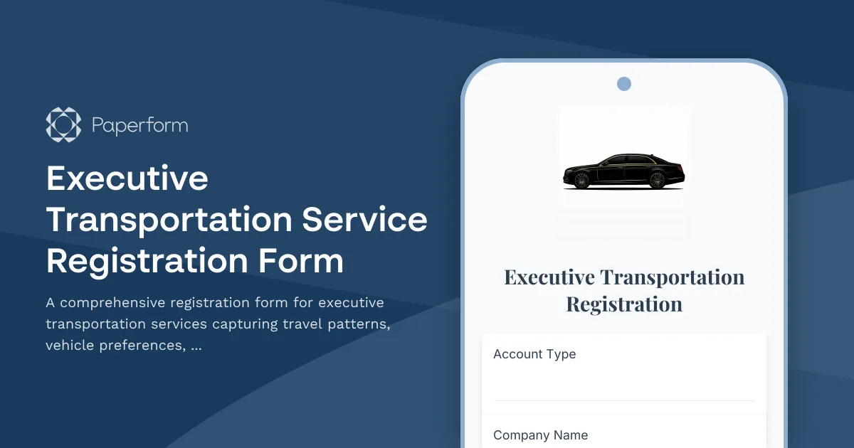Executive Transportation Service Registration Form