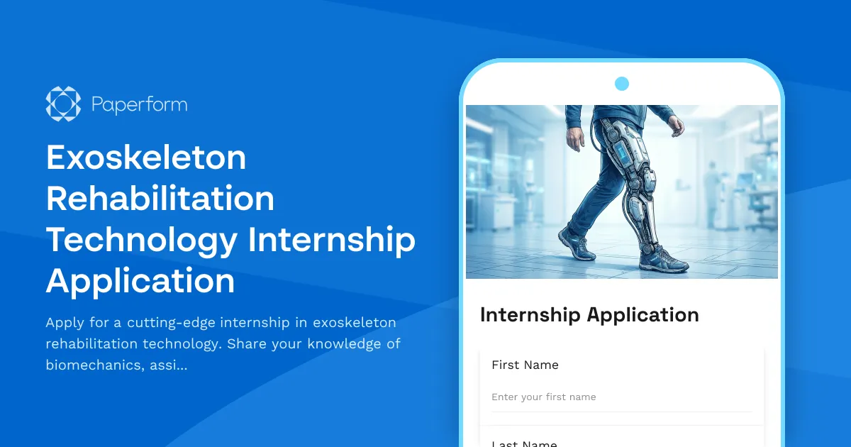 Exoskeleton Rehabilitation Technology Internship Application