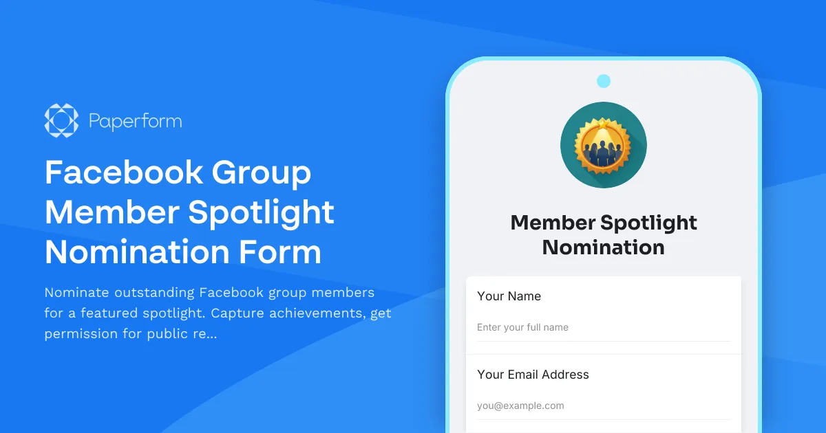 Facebook Group Member Spotlight Nomination Form