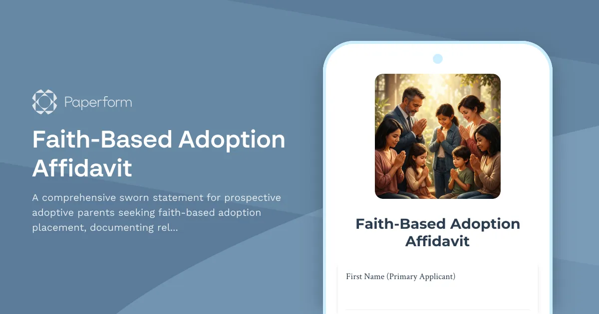 Faith-Based Adoption Affidavit