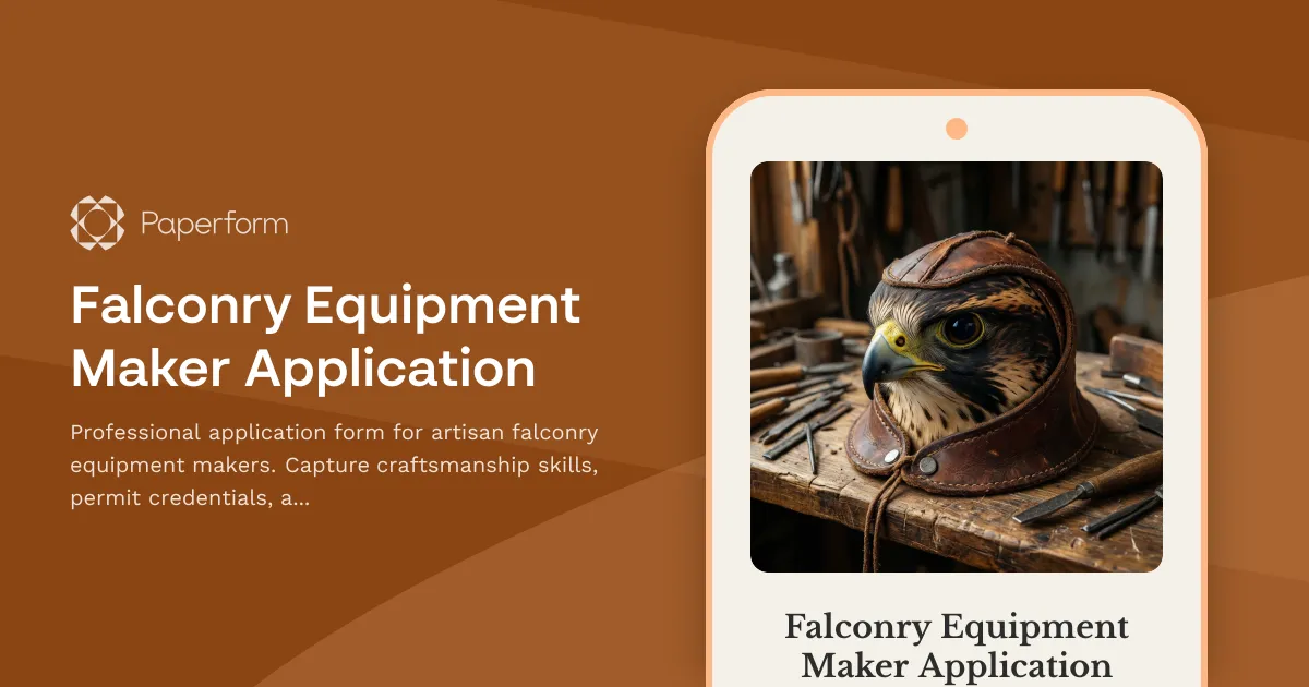 Falconry Equipment Maker Application