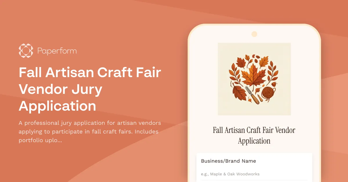 Fall Artisan Craft Fair Vendor Jury Application