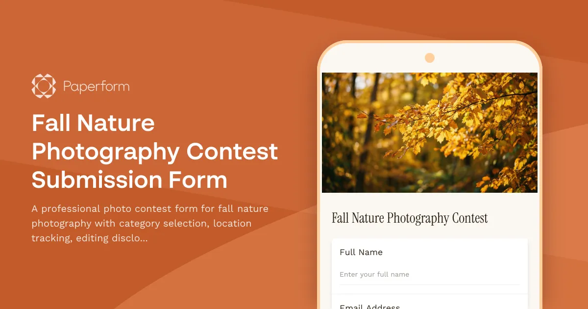 Fall Nature Photography Contest Submission Form