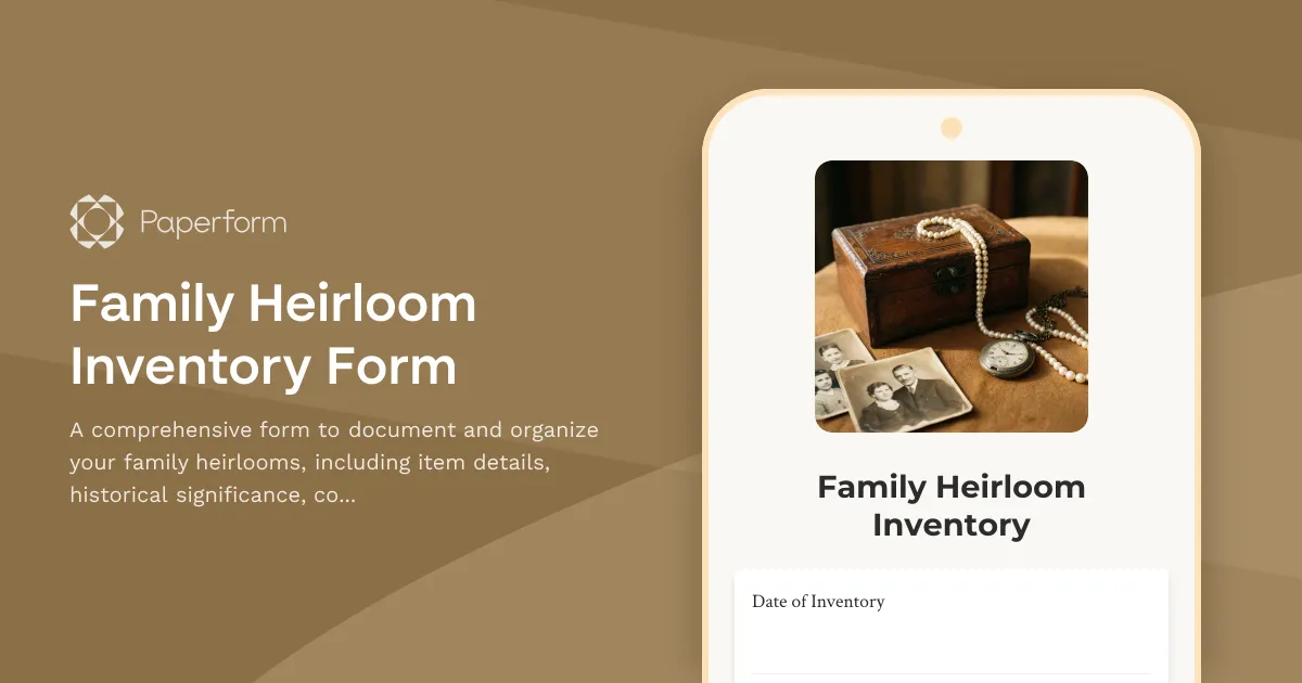 Family Heirloom Inventory Form