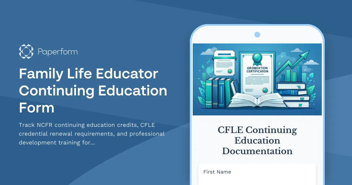 Family Life Educator Continuing Education Form