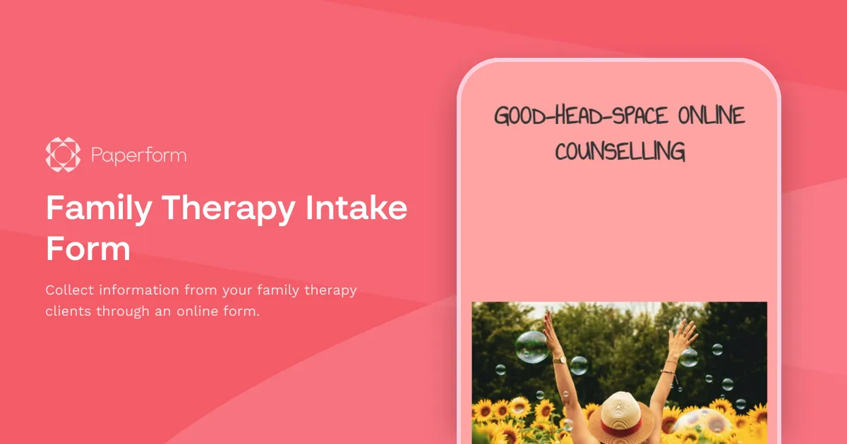 Family Therapy Intake Form