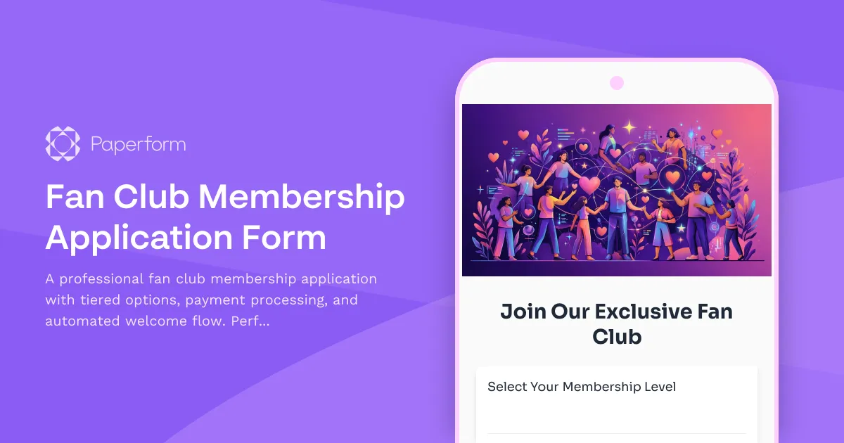 Fan Club Membership Application Form