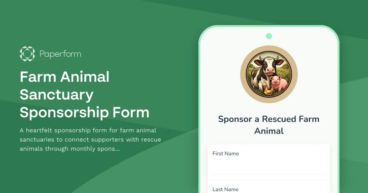 Farm Animal Sanctuary Sponsorship Form