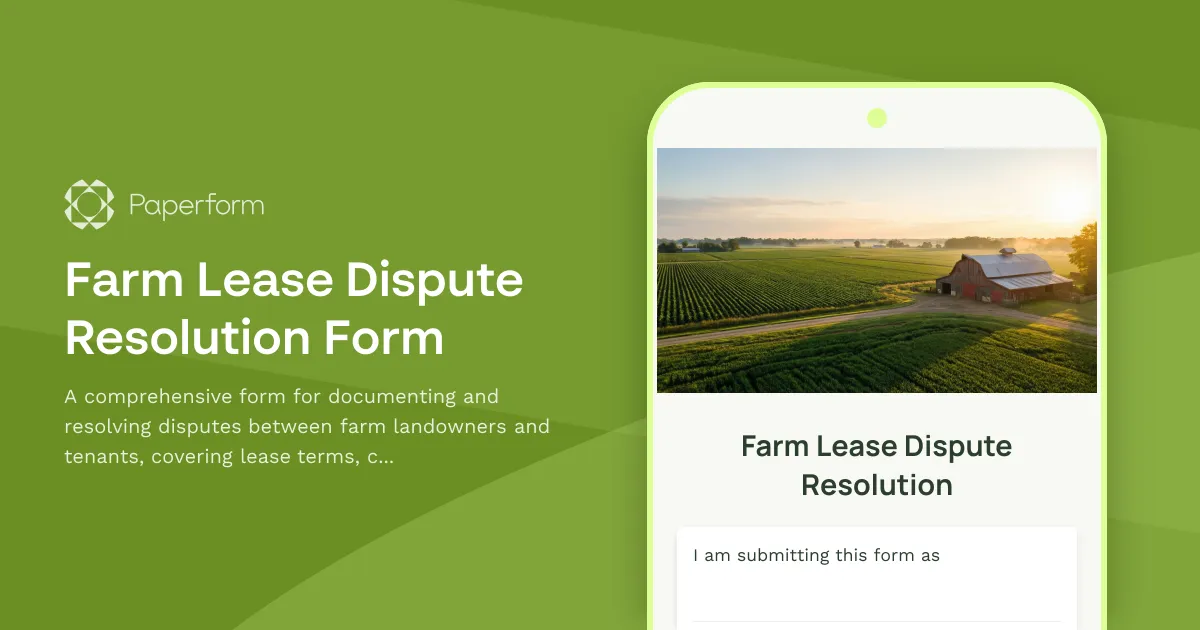 Farm Lease Dispute Resolution Form