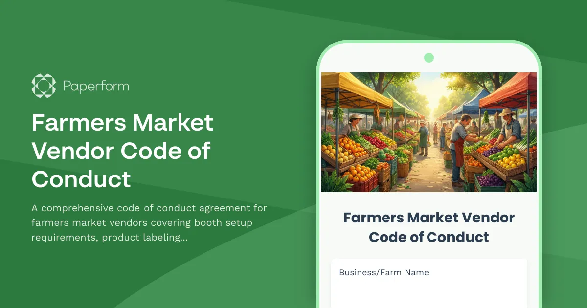 Farmers Market Vendor Code of Conduct