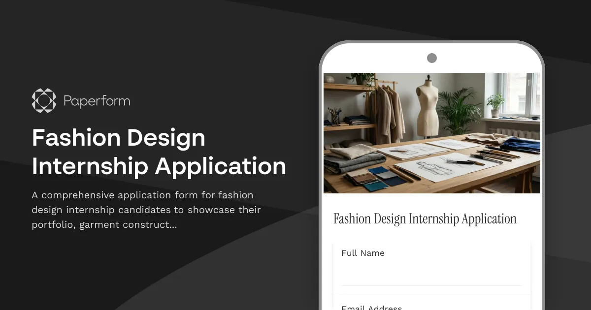 Fashion Design Internship Application