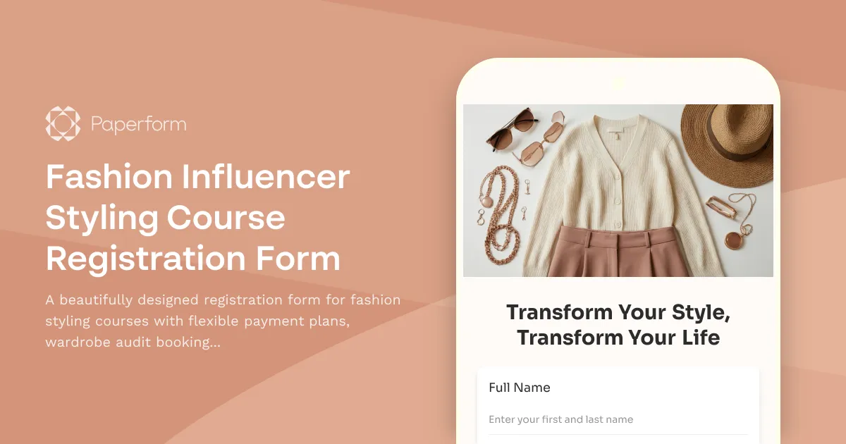 Fashion Influencer Styling Course Registration Form