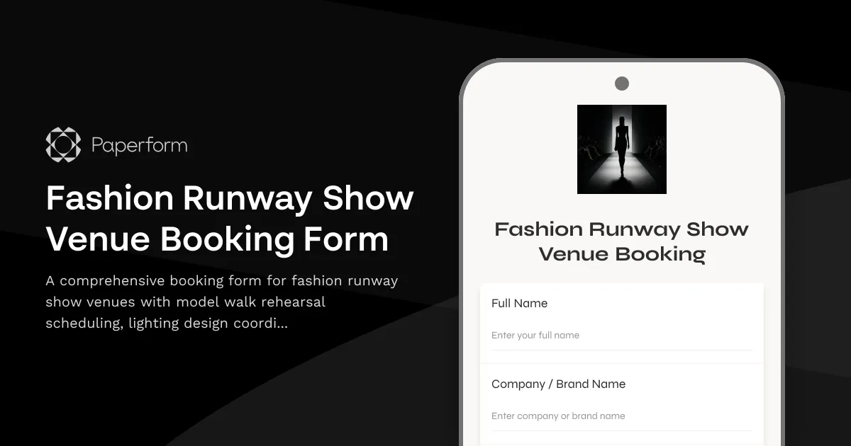 Fashion Runway Show Venue Booking Form