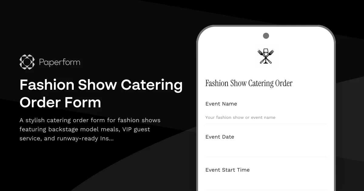 Fashion Show Catering Order Form