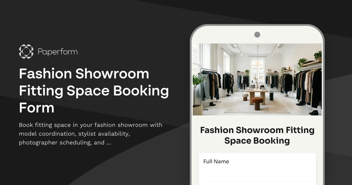 Fashion Showroom Fitting Space Booking Form