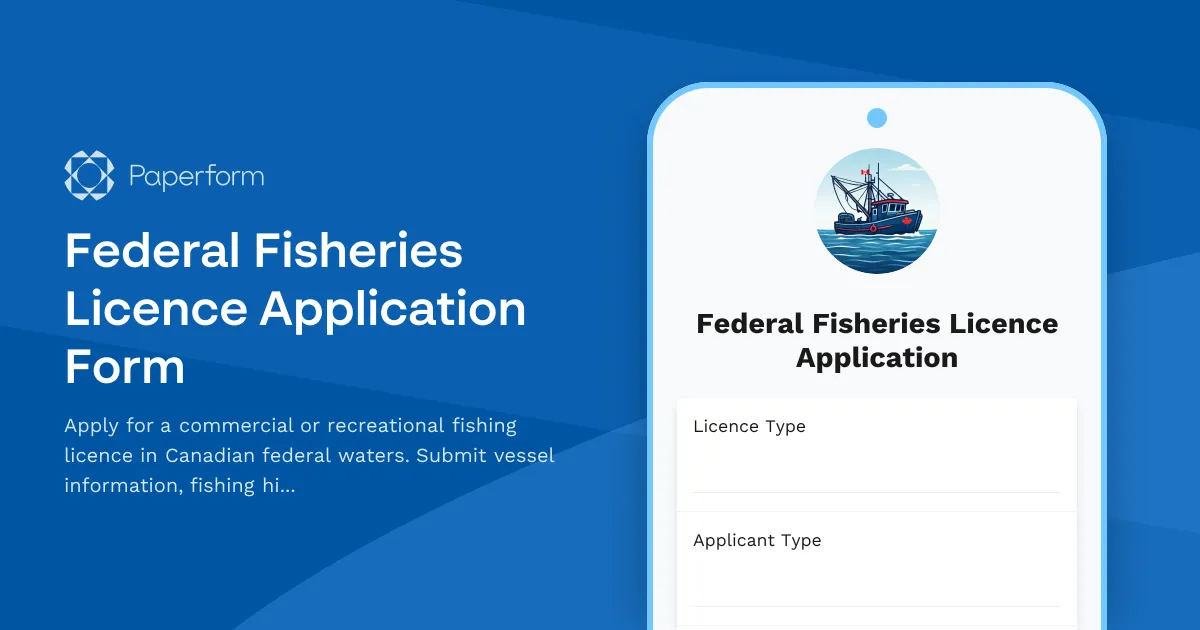 Federal Fisheries Licence Application Form