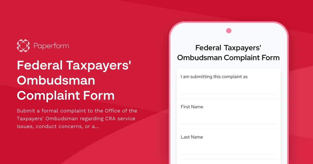 Federal Taxpayers' Ombudsman Complaint Form