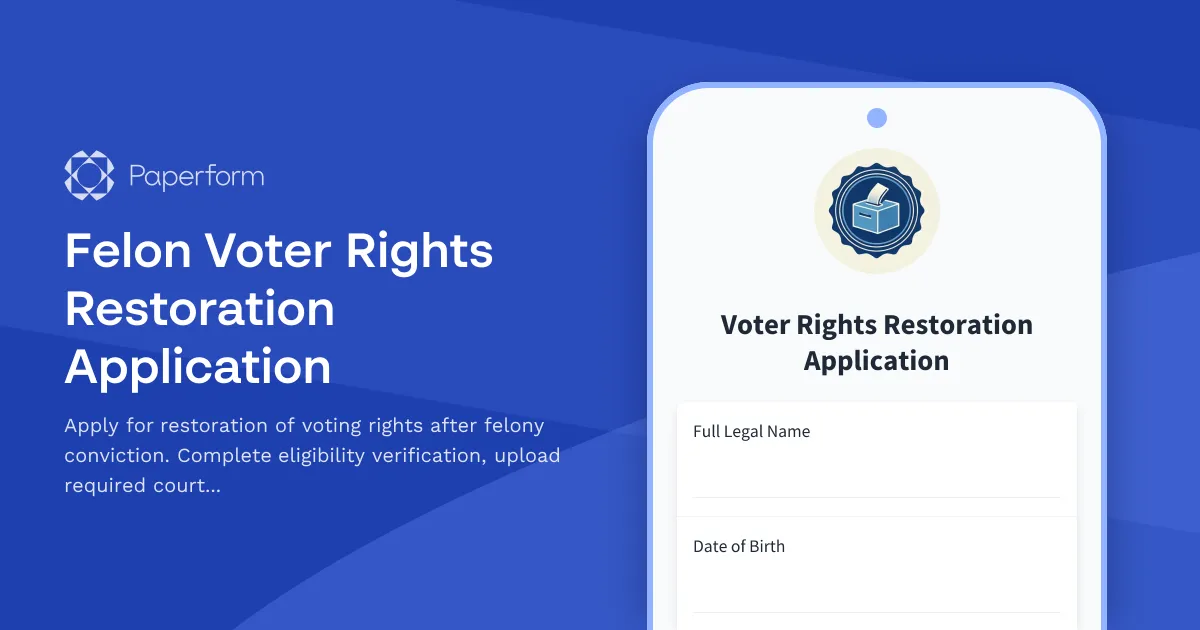 Felon Voter Rights Restoration Application