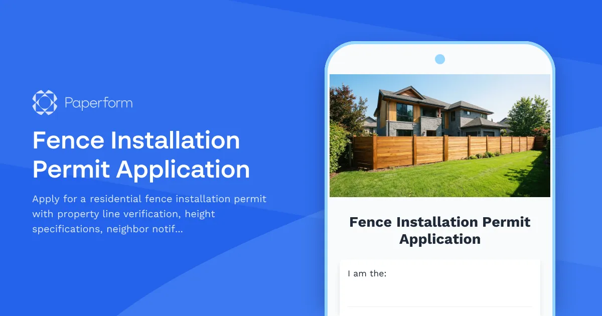 Fence Installation Permit Application