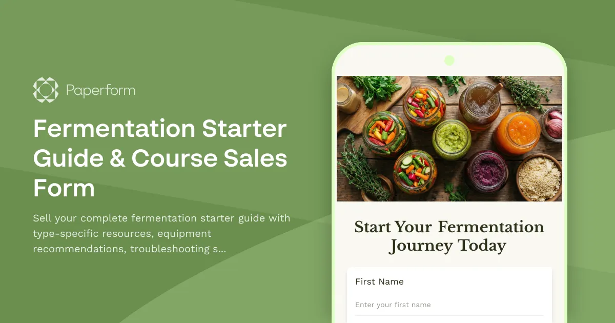 Fermentation Starter Guide & Course Sales Form