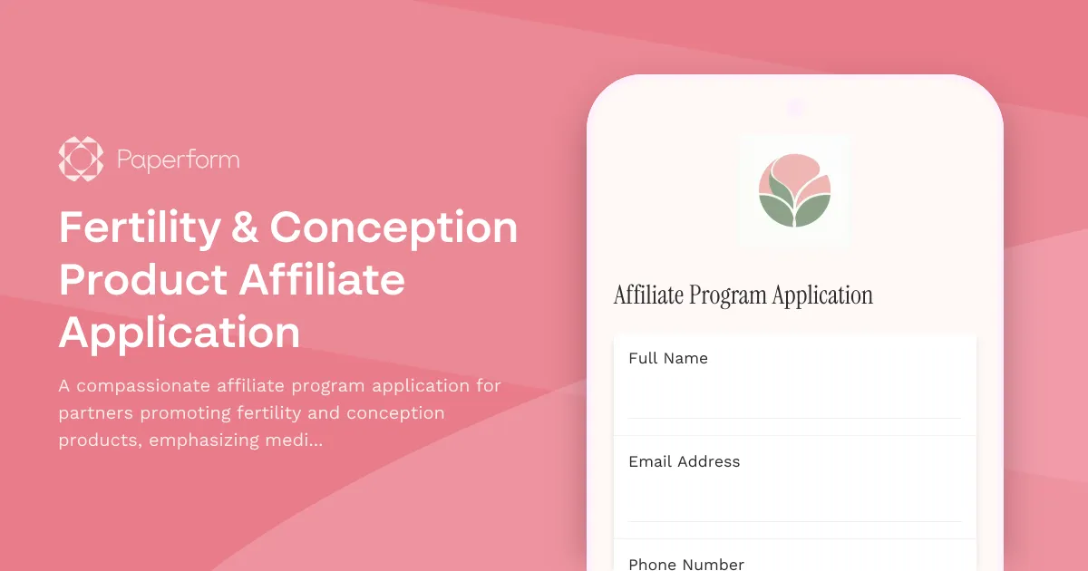 Fertility & Conception Product Affiliate Application