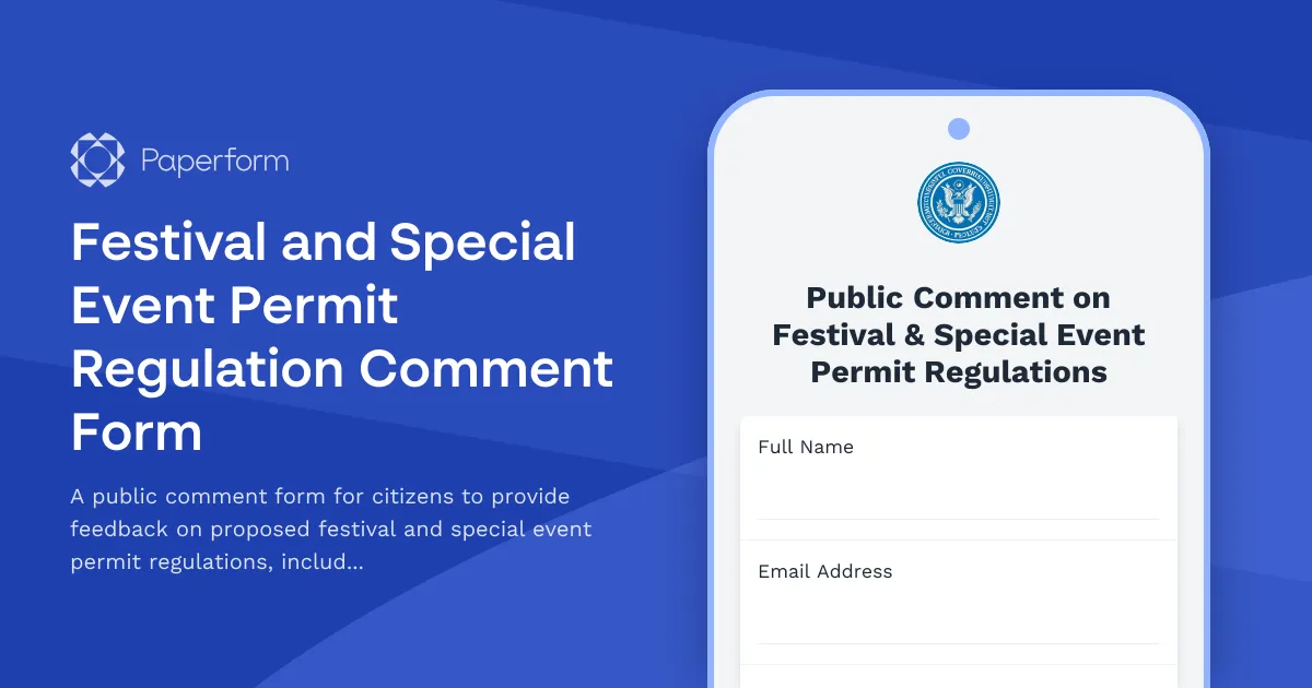 Festival and Special Event Permit Regulation Comment Form