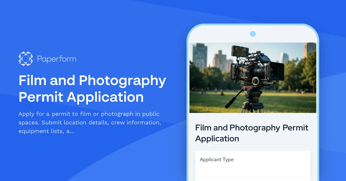 Film and Photography Permit Application